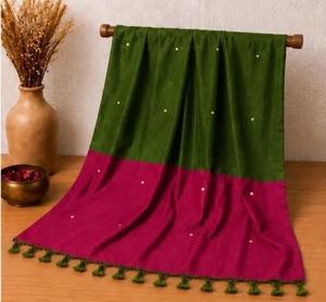 Sari en coton tissé à la main KV pour femme avec chemisier non cousu, traditionnel, séchage rapide, pour occasions décontractées et mariages d'automne - Product Image 4