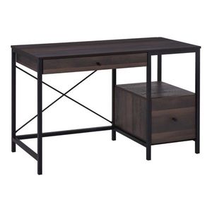 Modern Walnut Brown Solid Wood Computer <b>Desk</b> with <b>Drawer</b> Simple Design Office Writing Table for Home Use MDF Material - Product Image 5