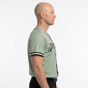 Custom Men's Green Baseball Jersey <b>Short</b> Sleeve <b>Mesh</b> Breathable Button Front Team Name Print Regular Fit All Seasons Apparel - Product Image 2