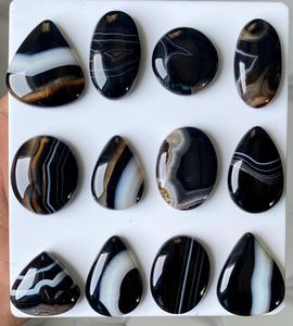 MAHNAJ GEMS Natural Black Banded Agate Gemstone Sulemani Hakik Stone Cabochon Loose Gemstones Wholesale For jewelry making - Product Image 1