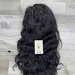 Venta al por mayor de cabello humano vietnamita 100% natural, cabello ondulado, cierre de encaje sin pegamento, cabello vietnamita virgen, peluca suiza negra natural - Product Image 5