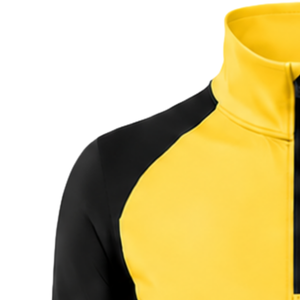 Haut de sport pour femme à col zippé, jaune, manches longues, ajusté, pour entraînement, col montant, avec passe-pouce, vêtement de performance - Product Image 3
