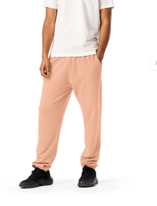 Pantalon de jogging décontracté en coton pêche pour homme, taille élastique, poches latérales, respirant, tricoté, poids moyen - Product Image 3