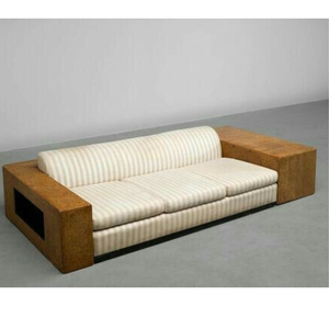 Sofá de Madera de Teca con Brazos Anchos de Madera y Asiento Acolchado - Product Image 1