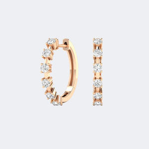 ต่างหูเพชรทรงกลมแบบ Huggie Hoop ประดับเพชรทรงบาแกตต์ผสม น้ำหนักรวม 0.80 กะรัต - Product Image 6