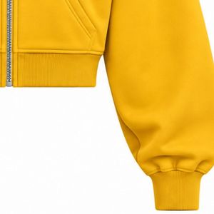 Custom Women <b>Cropped</b> Hooded <b>Jacket</b> Full Zip Hoodie Long Sleeve Casual <b>Ladies</b> Fashion Streetwear Wholesale Clothing Supplier - Product Image 6