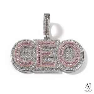 Collier pendentif lettre CEO, entièrement serti de moissanite, en argent plaqué rhodium, bijoux hip-hop unisexe pour cadeau de fête - Product Image 1