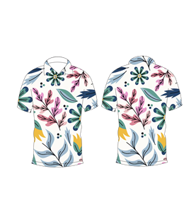 เสื้อโปโลผู้ชายสีขาวพิมพ์ลายดอกไม้หลากสีลำลองแขนสั้นแฟชั่นฤดูร้อน - Product Image 5