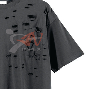 T-shirt Homme Effet Vieilli Vintage Coupe Oversize Déchiré Style Décontracté – Vente en Gros de T-shirts Homme Effet Vieilli Personnalisés en Coton à Manches Courtes - Product Image 4