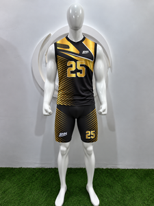 Ensemble Maillot de Basketball Sans Manches et Short de Compression Noir et Or Personnalisé Numéro 25 à Rayures Diagonales – Tenue d'Équipe Sublimée - Product Image 2