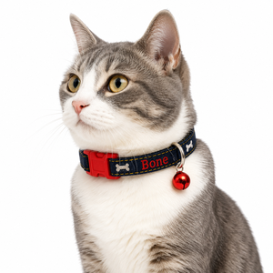 Jeans & Bones Cat <b>Collar</b> OEM ODM Custom Logo Adjustable Denim Pet <b>Collar</b> Direct Manufacturer - Product Image 1