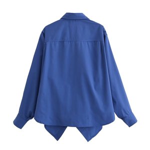 Chemise décontractée à rayures pour femme, coupe régulière, en polyester non tissé, à épaules tombantes, boutonnée, manches longues, collection automne, vente en gros pour boutiques - Product Image 5