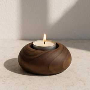 Handmade Walnut <b>Tealight</b> Candle Holder: Minimalist Scandinavian Decor - Product Image 1