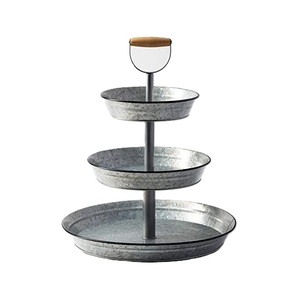Support à gâteau à trois étages en métal, en fer galvanisé, rond, pour la présentation de desserts, réutilisable, lavage à la main uniquement, support de service pour cupcakes de mariage - Product Image 1