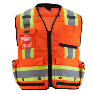 Chaleco de Trabajo Unisex de Alta Visibilidad, Reflectante, de Malla de Poliéster Transpirable, con Múltiples Bolsillos, Ribete Naranja y Amarillo, Uniforme de Seguridad - Product Image 1