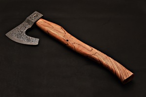 Hand Forged Damascus Steel Hatchet Olive Wood Handle Beautiful Pattern Blade Firewood Splitting Outdoor Camping Daily Use <b>Axe</b> - Product Image 4