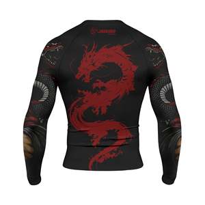 High Quality Men's Rash Guards Sportswear Custom Logo Digital Print Solid Breathable Lightweight 160g Polyester/Nylon Rash Guard - Product Image 2