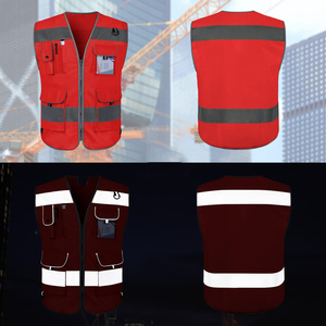 เสื้อกั๊กนิรภัยสำหรับงานก่อสร้างแบบมองเห็นได้ชัดเจน พร้อมโลโก้สะท้อนแสง วัสดุโพลีเอสเตอร์ มีซิปและกระเป๋า สำหรับวิศวกรและคนงาน - Product Image 4