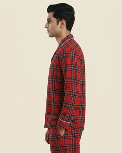 Chemise de nuit en flanelle à carreaux OEM pour homme, manches longues, col rabattu, respirante, décontractée, pour l'hiver - Product Image 2