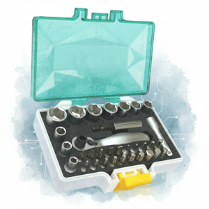 ชุดซ็อกเก็ตและบิต 1/4 นิ้ว 33 ชิ้น พร้อมด้ามจับแบบหัวงอได้สองด้านในกล่องแข็ง - Product Image 3