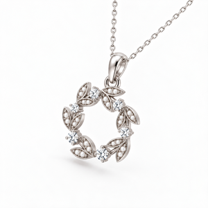 Colgante de oro de 14K con diamante E VS1 cultivado en laboratorio, estilo moderno, dulce y antiguo, con diseño de corona victoriana, perlas de cultivo y diamantes de corte minero antiguo - Product Image 1