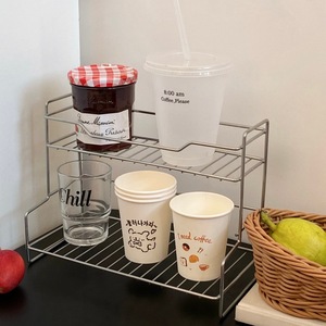 2-tier metal mug countertop <b>drink</b> shelf metal cup holder mug organizer <b>drink</b> storage <b>rack</b> - Product Image 2