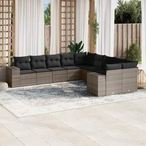 Grand ensemble de canapés de jardin modulaires en rotin PE gris, collection de meubles d'extérieur haut de gamme - Product Image 1