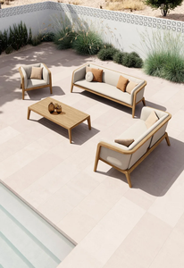 Minimalist Solid Teak Wood Outdoor <b>Garden</b> <b>Sofa</b> Set With <b>Cushions</b> <b>For</b> Patio Seating - Product Image 6