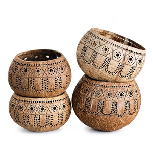 Crafted by hand coconut shell candle <b>holders</b> for wedding tabletop display decorative <b>tealight</b> <b>holder</b> - Product Image 3
