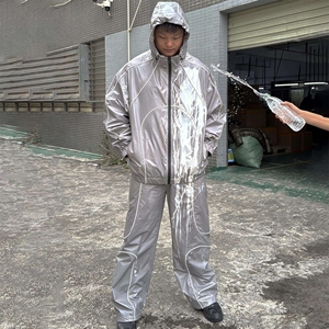 Veste de survêtement unisexe légère, écologique, respirante, imperméable, coupe-vent, à capuche, manches longues, couleur unie, décontractée, avec fermeture éclair latérale - Product Image 4