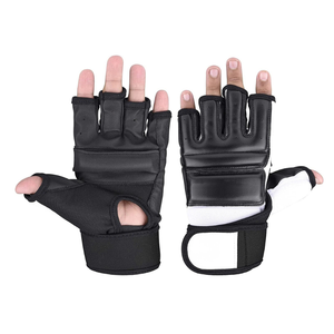 Half Finger Leather Training Gloves With <b>Velcro</b> Wrist <b>Strap</b> For Adults Martial Arts - Product Image 5