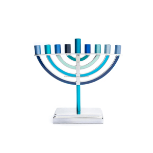 Hanukkah Menorah <b>Candle</b> Stand Aluminum Metal Multi Color Anodized Vintage <b>Wedding</b> Decoration Handmade Embossing Printing Table - Product Image 6