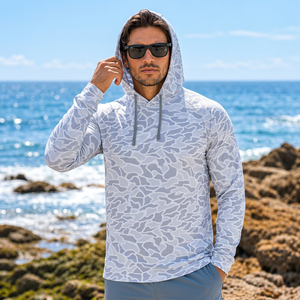 Wholesale Breathable Nylon Spandex fishing hoodie mens fishing <b>hooded</b> <b>shirt</b> outdoor brands fishing hoodie - Product Image 6