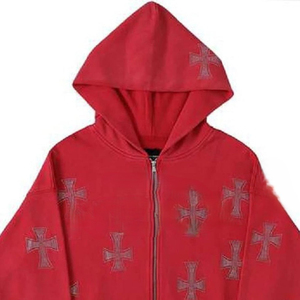 Ensemble de survêtement à capuche unisexe avec logo personnalisé OEM, strass, 100% coton respirant, marque privée - Product Image 2