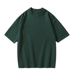 OEM Customized Logo Men's Women's Double-<b>Yarn</b> 320G Heavyweight Pure Cotton T-Shirts Breathable Solid Hue Plus Size Garment Dyed - Product Image 1