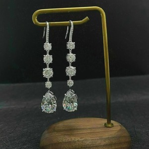 Luxury Lab Grown Diamond Pear Shape Drop <b>Earrings</b> | Long <b>Dangle</b> Bridal <b>Earrings</b> 925 Sterling <b>Silver</b> Custom Jewelry Manufacture - Product Image 4