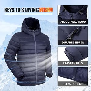 Men's Lightweight Packable Puffer Jacket Waterproof <b>Winter</b> Hood Jacket Custom Packable <b>Quilted</b> Puffer Jacket With Storage Pouch - Product Image 4