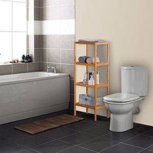 Scaffale a Quattro Ripiani per Bagno Serie RT, Colore Legno, 37*33*110cm - Product Image 3