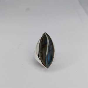 925 Sterling Silver <b>Labradorite</b> Crystal Cocktail <b>Ring</b> Cute Wedding Fashion Casual Wear Jewelry - Product Image 1