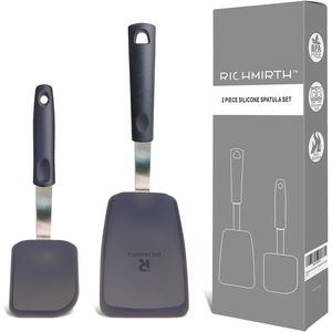 Set di 2 Spatole in Silicone Flessibile Resistenti al Calore fino a 600 Gradi F, Senza BPA, Anti-Graffio, con Foro per Appendere, Set di Utensili da Cucina Facili da Usare - Product Image 1