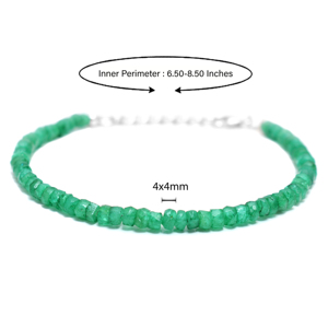 Pulsera Clásica de Berilo Verde Natural, Plata de Ley 925, Gema Lisa, Joyería Hecha a Mano al por Mayor, Moda para Mujer - Product Image 2