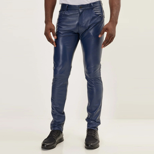 Top Quality Breathable Lightweight Leather Men's Pants Wholesale Design Your Own Logo Men Leather Pants With Side Pockets - Product Image 1