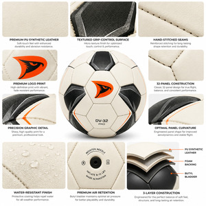Ballon de football personnalisé avec logo, 32 panneaux, taille 5, cousu à la main, en cuir PU, pour matchs et entraînements, fabricant en gros - Product Image 4