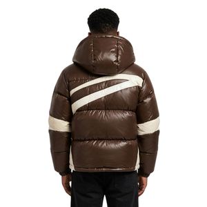 Chaquetas Acolchadas Personalizadas Color Marrón Chocolate con Rayas, 100% Poliéster, con Capucha Brillante, Estilo Urbano, Diseño Acolchado con Cierre Frontal - Product Image 2