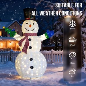 Pupazzo di Neve Pre-Illuminato da 1,75 m con Albero Piccolo, 200 LED Bianchi Caldi, Decorazioni Natalizie da Giardino, Design Facile da Montare - Product Image 6