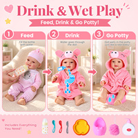 Poupée Reborn Mia de 15 pouces pour filles, corps entièrement en vinyle, souriante, fonction de boisson et d'humidification, ensemble de peignoir de bain