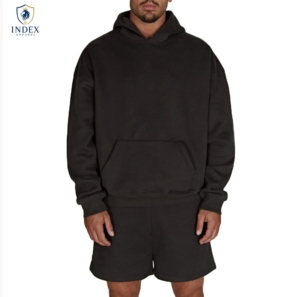 Conjunto de Sudadera con Capucha Negra para Hombre, Marca Index Apparel, Deportiva, Transpirable, de Color Sólido, Informal, para Otoño, 100% Algodón, Tejido de Felpa - Product Image 1