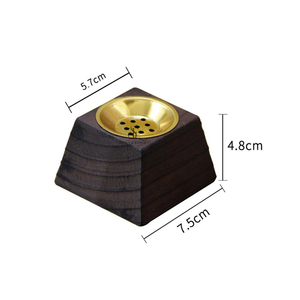 Square Wooden Bakhoor Burner Modern Stepped Arabic Oud <b>Incense</b> <b>Cone</b> Holder Stand With Removable Gold Metal Cup For <b>Incense</b> Use - Product Image 5