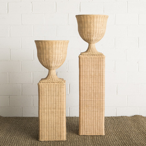 Natural Rattan Pedestal <b>Plant</b> <b>Stand</b> Woven Wicker Planter Holder <b>Tall</b> Decorative <b>Stand</b> For Indoor <b>Plants</b> Home Living Room Decor - Product Image 1