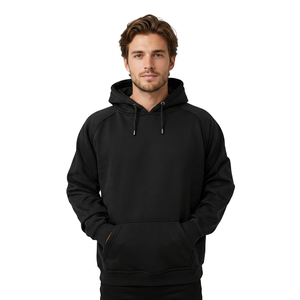 Sweat-shirt à capuche noir pour homme, coupe classique, couleur unie, en molleton français, décontracté, avec poche - Product Image 2